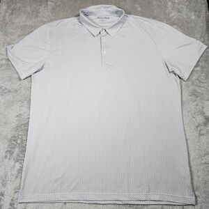 Mizzen+Main Polo Shirt Mens 2XL White Blue Versa Geometric Performance Golf